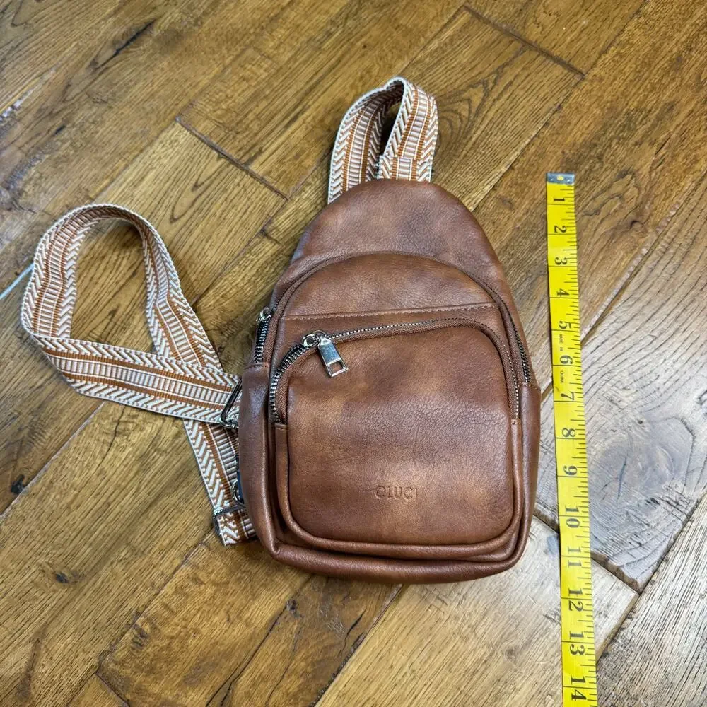 CLUCI Crossbody Bags Leather Sling Bag Cross Body Backpack Brown